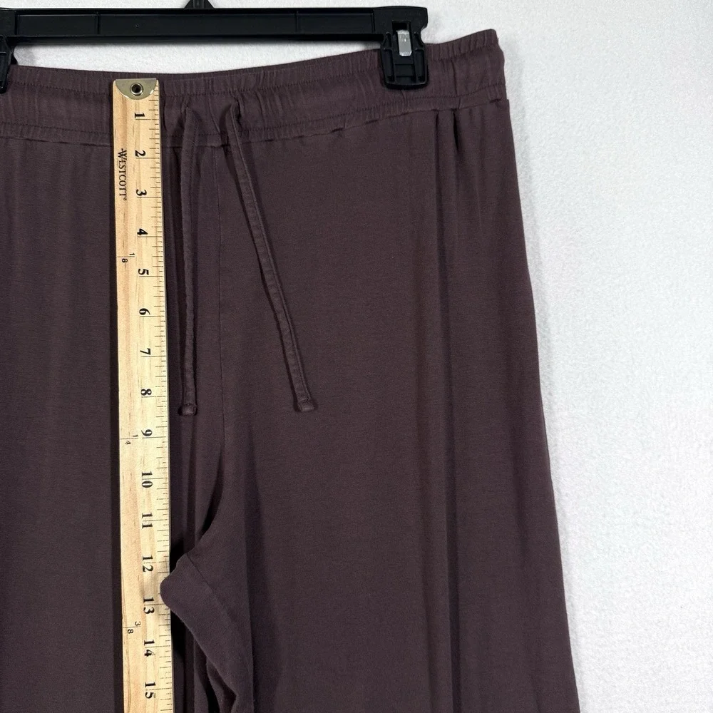 Nuuds Pants Womens Large Pajama Lounge Wide Leg Coffee Brown Lightweight Stretch